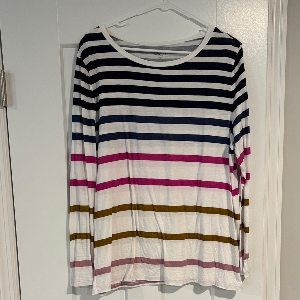 LOFT Multicolor Striped Long Sleeve Tee